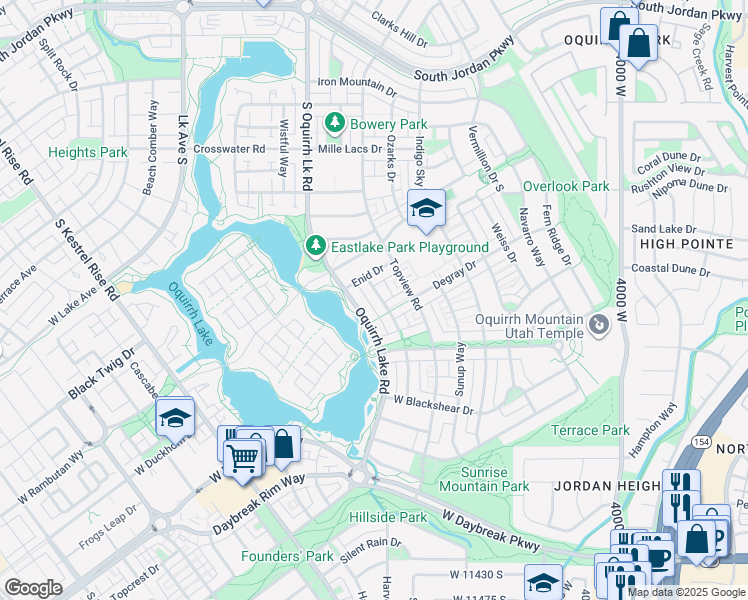 map of restaurants, bars, coffee shops, grocery stores, and more near 10934 Coralville Way in South Jordan