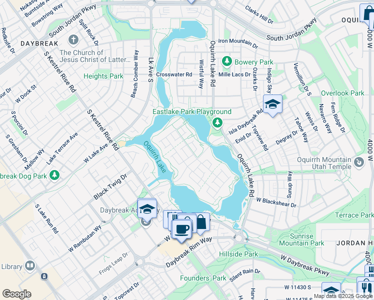 map of restaurants, bars, coffee shops, grocery stores, and more near 10934 Lake Island Drive in South Jordan