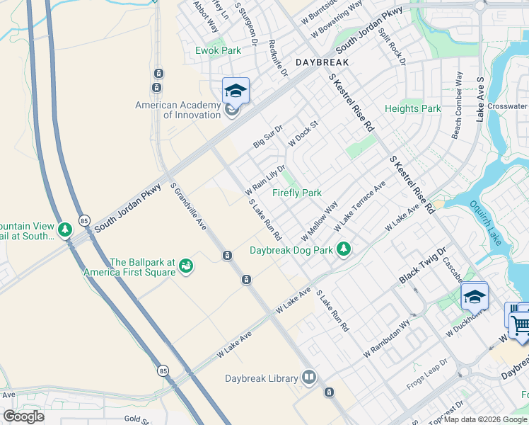 map of restaurants, bars, coffee shops, grocery stores, and more near 10894 South Gresham Drive in South Jordan