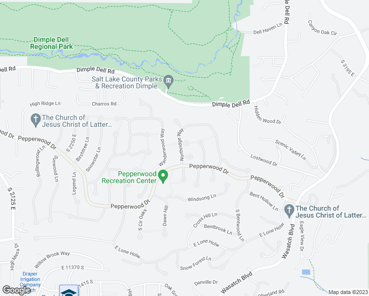 map of restaurants, bars, coffee shops, grocery stores, and more near 5 Northridge Way in Sandy