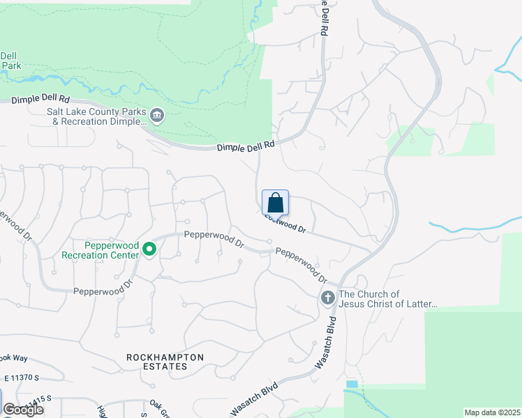 map of restaurants, bars, coffee shops, grocery stores, and more near 10927 South Lostwood Drive in Sandy