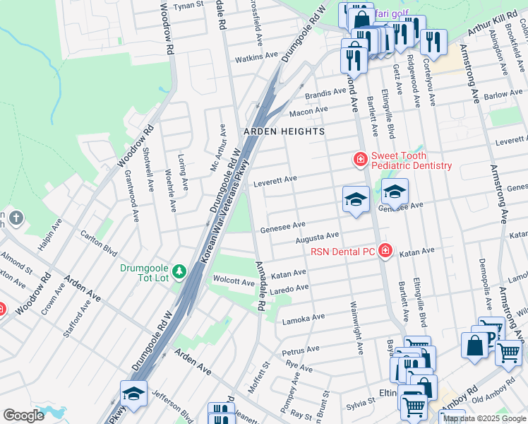 map of restaurants, bars, coffee shops, grocery stores, and more near 122 Lovelace Avenue in Staten Island