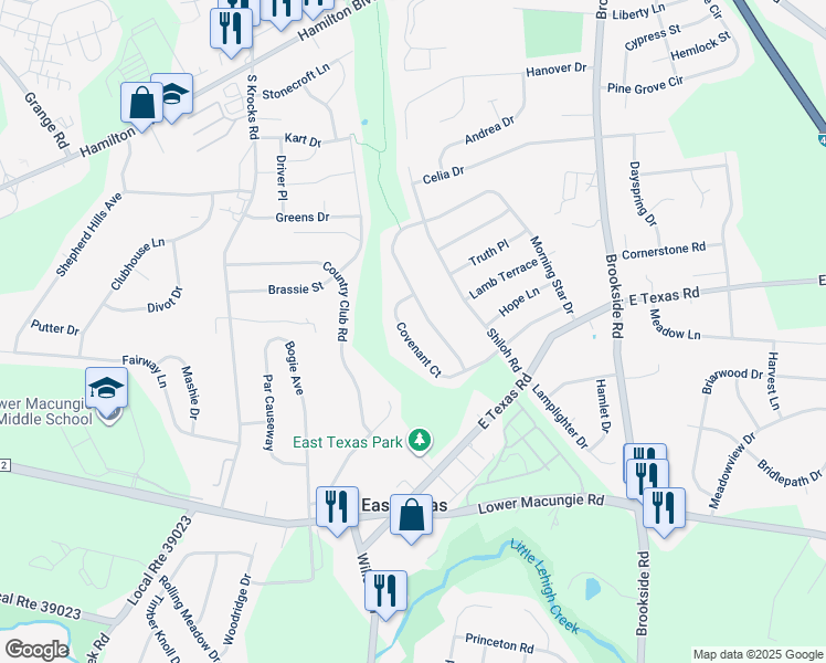 map of restaurants, bars, coffee shops, grocery stores, and more near 5619 Covenant Court in Allentown