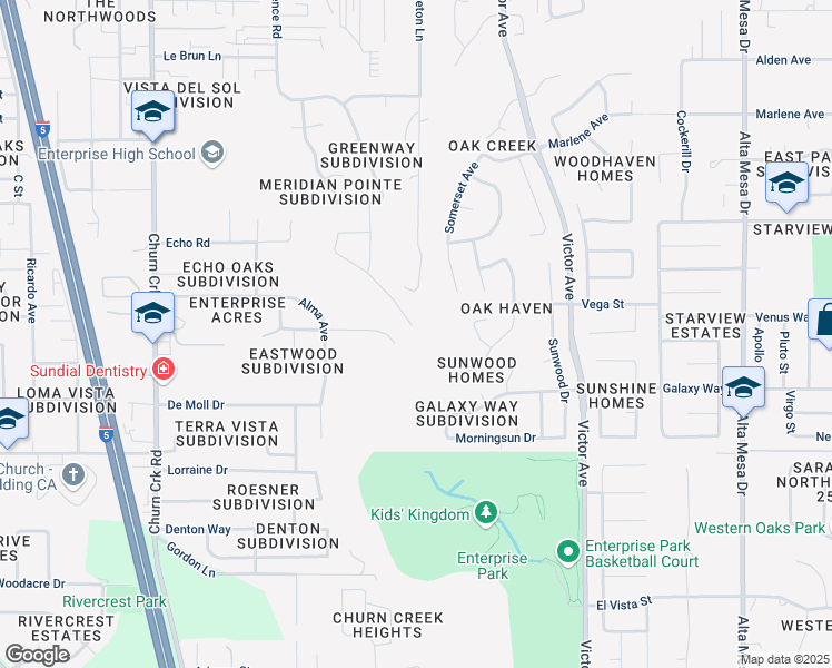 map of restaurants, bars, coffee shops, grocery stores, and more near 4090 Cambria Drive in Redding