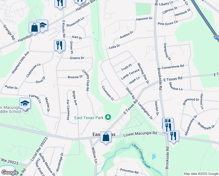 map of restaurants, bars, coffee shops, grocery stores, and more near 1103 Morning Star Drive in Allentown