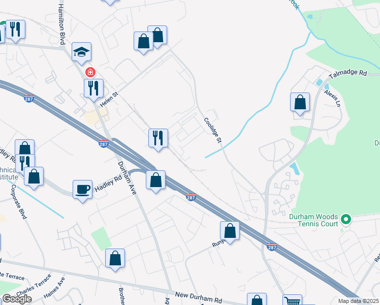 map of restaurants, bars, coffee shops, grocery stores, and more near 911 Campbell Street in South Plainfield
