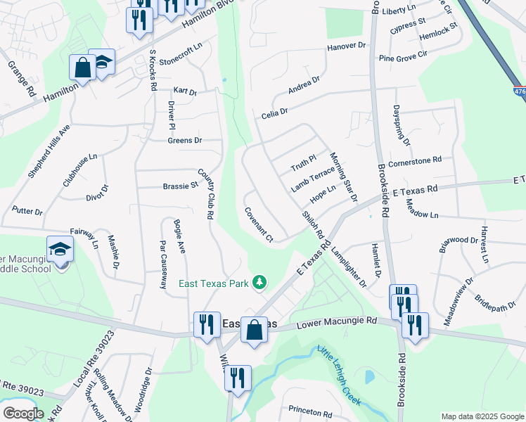 map of restaurants, bars, coffee shops, grocery stores, and more near 1103 Morning Star Drive in Allentown