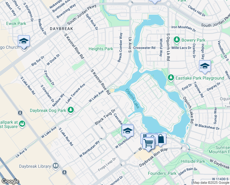map of restaurants, bars, coffee shops, grocery stores, and more near 11011 West Lake Avenue in South Jordan