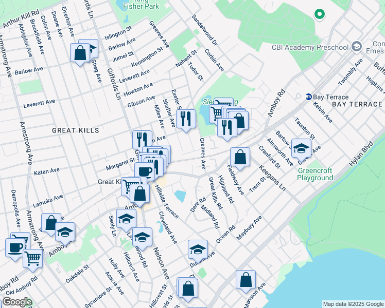 map of restaurants, bars, coffee shops, grocery stores, and more near 26 Lamoka Avenue in Staten Island