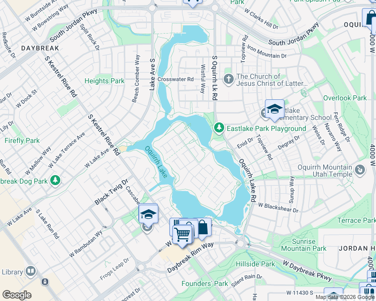 map of restaurants, bars, coffee shops, grocery stores, and more near 10934 Lake Island Drive in South Jordan