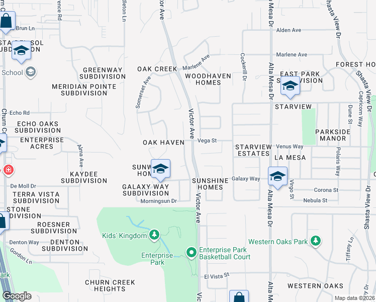 map of restaurants, bars, coffee shops, grocery stores, and more near 3791 Sunwood Drive in Redding