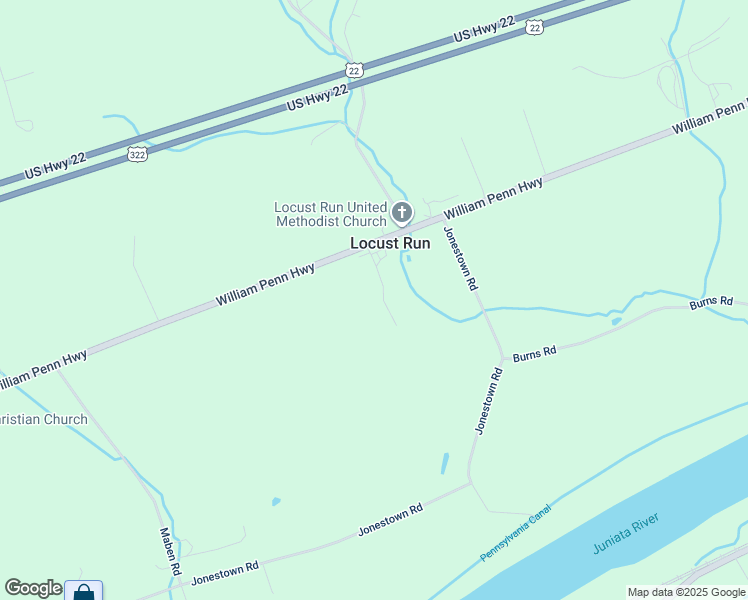 map of restaurants, bars, coffee shops, grocery stores, and more near 11252 William Penn Highway in Thompsontown