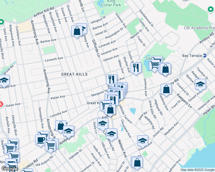 map of restaurants, bars, coffee shops, grocery stores, and more near 56 Giffords Lane in Staten Island