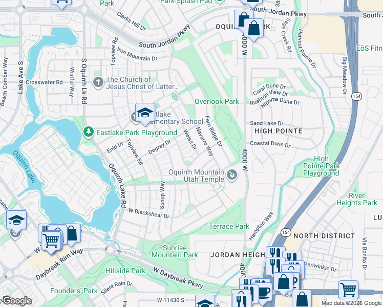 map of restaurants, bars, coffee shops, grocery stores, and more near 10907 Tahoe Way in South Jordan