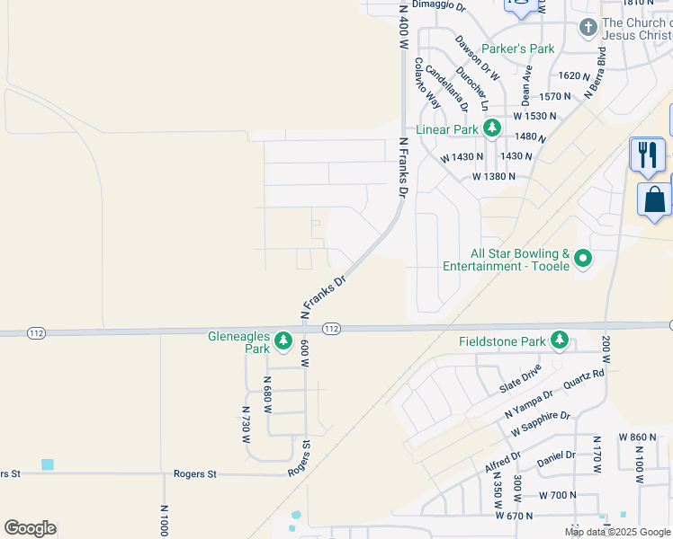 map of restaurants, bars, coffee shops, grocery stores, and more near 1162 North 550 West in Tooele