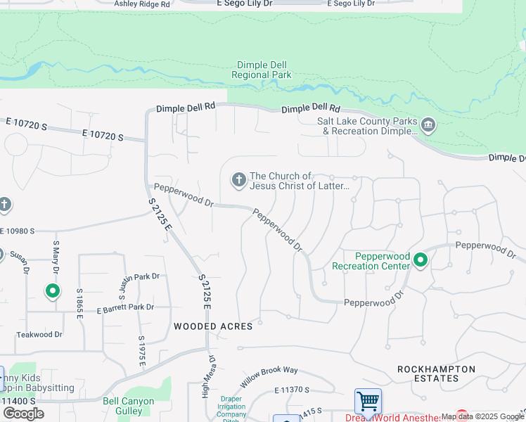 map of restaurants, bars, coffee shops, grocery stores, and more near 16 Gatehouse Lane in Sandy