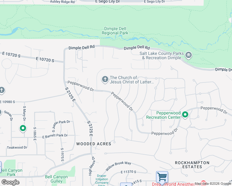 map of restaurants, bars, coffee shops, grocery stores, and more near 28 Rollingwood Lane in Sandy