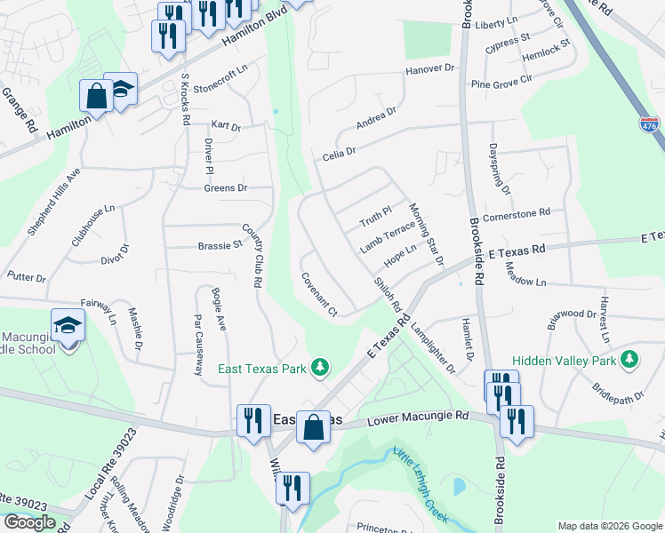 map of restaurants, bars, coffee shops, grocery stores, and more near 1072 Morning Star Drive in Allentown
