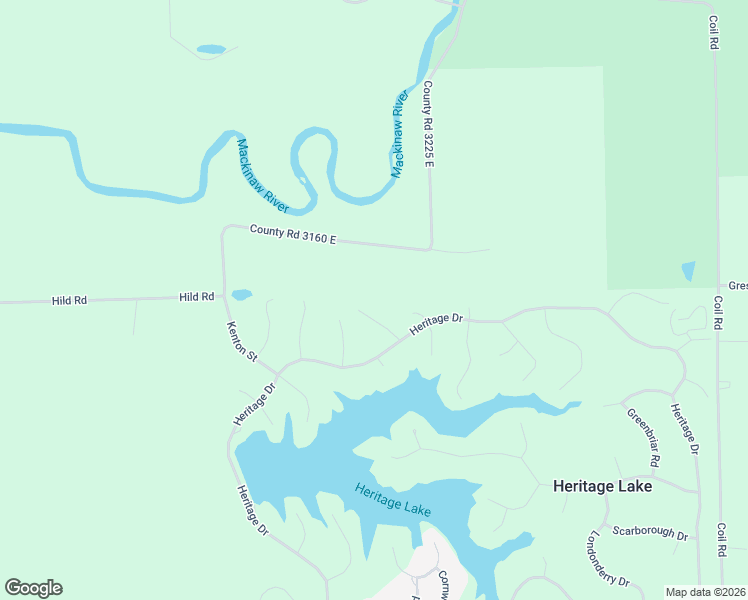 map of restaurants, bars, coffee shops, grocery stores, and more near 1-199 Redford Road in Mackinaw