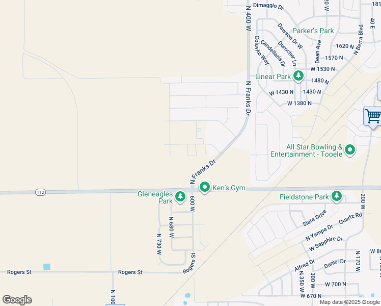 map of restaurants, bars, coffee shops, grocery stores, and more near 1176 620 East in Tooele