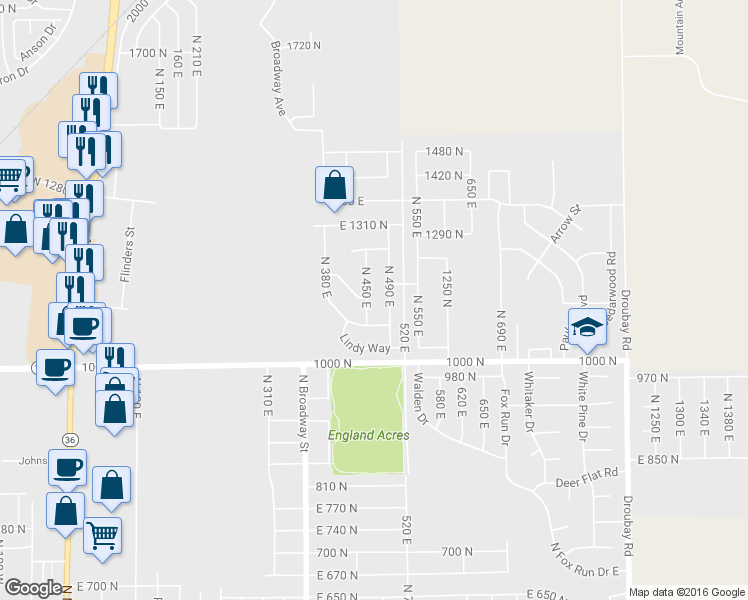 map of restaurants, bars, coffee shops, grocery stores, and more near 1134 North 450 East in Tooele