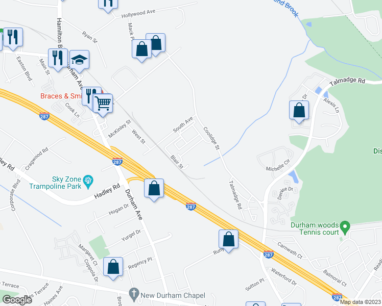 map of restaurants, bars, coffee shops, grocery stores, and more near 745 Strassle Way in South Plainfield