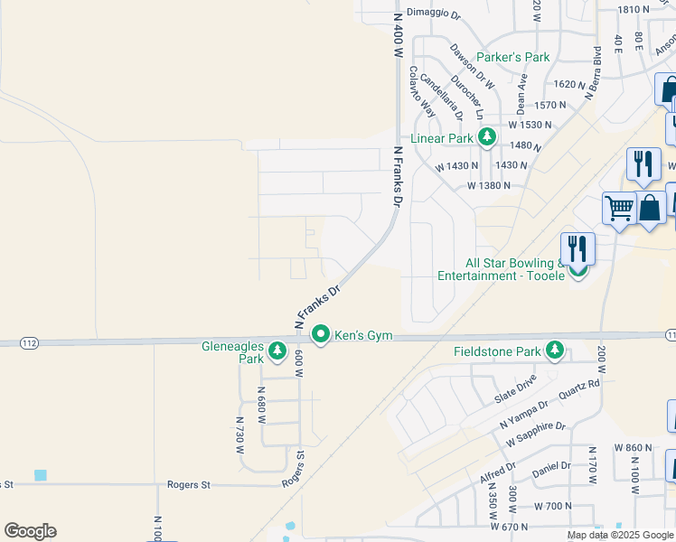 map of restaurants, bars, coffee shops, grocery stores, and more near 515 West Caroles Way in Tooele