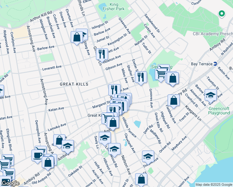 map of restaurants, bars, coffee shops, grocery stores, and more near 54 Sampson Avenue in Staten Island