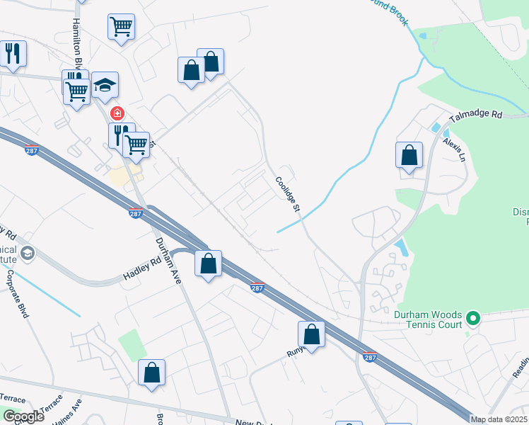 map of restaurants, bars, coffee shops, grocery stores, and more near 5 Campbell Street in South Plainfield