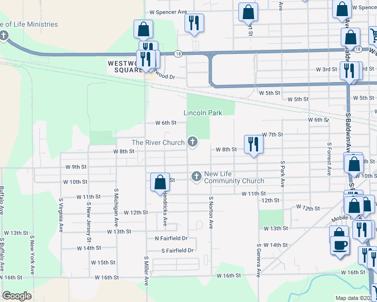 map of restaurants, bars, coffee shops, grocery stores, and more near 759 South Lenfesty Avenue in Marion