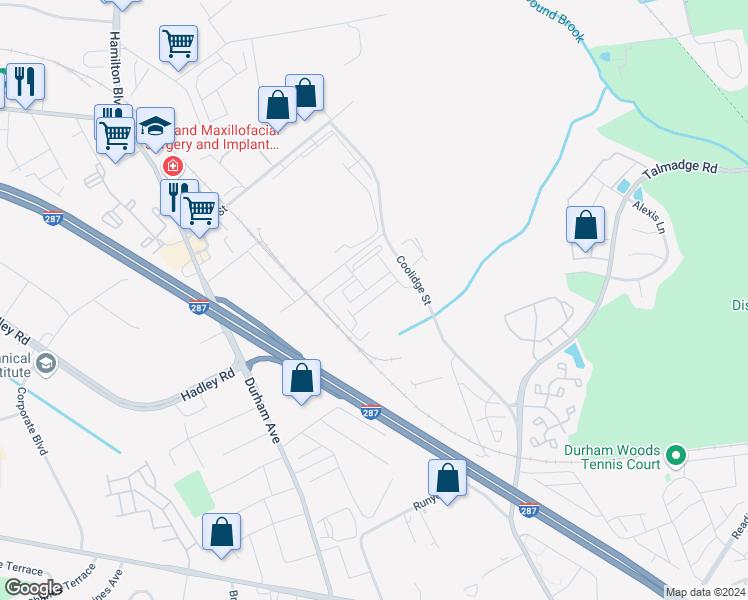 map of restaurants, bars, coffee shops, grocery stores, and more near 745 Strassle Way in South Plainfield
