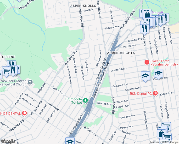 map of restaurants, bars, coffee shops, grocery stores, and more near 63 Loring Avenue in Staten Island