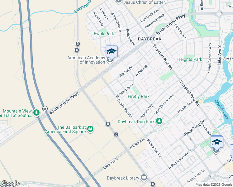 map of restaurants, bars, coffee shops, grocery stores, and more near 10871 South Lake Run Road in South Jordan