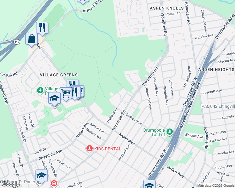 map of restaurants, bars, coffee shops, grocery stores, and more near 10 Linda Lane in Staten Island