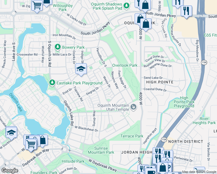 map of restaurants, bars, coffee shops, grocery stores, and more near 4221 Cosseys Lane in South Jordan