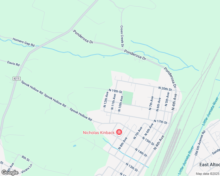 map of restaurants, bars, coffee shops, grocery stores, and more near 1110 North 19th Street in Altoona
