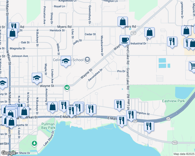 map of restaurants, bars, coffee shops, grocery stores, and more near 662 Cumberland Drive in Celina