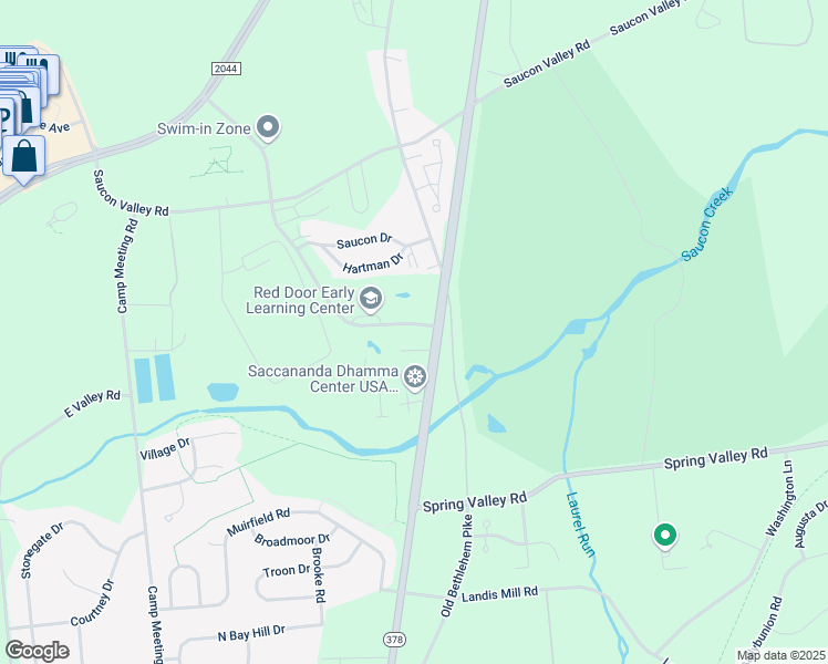 map of restaurants, bars, coffee shops, grocery stores, and more near 4900 Saucon Creek Road in Lehigh County