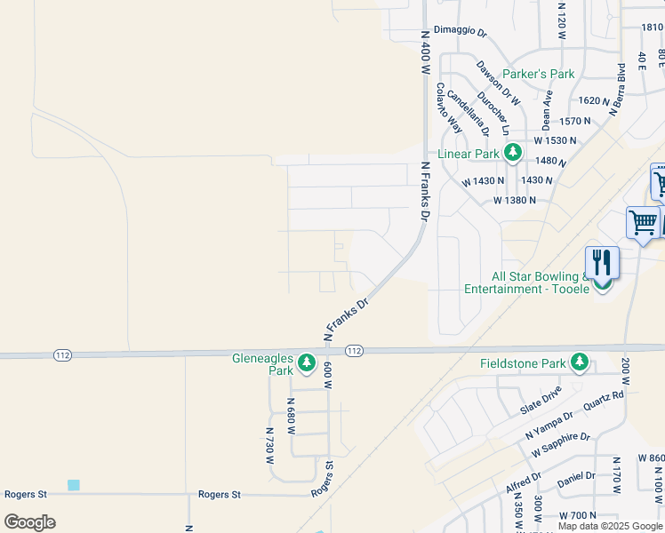 map of restaurants, bars, coffee shops, grocery stores, and more near 592 West Caroles Way in Tooele