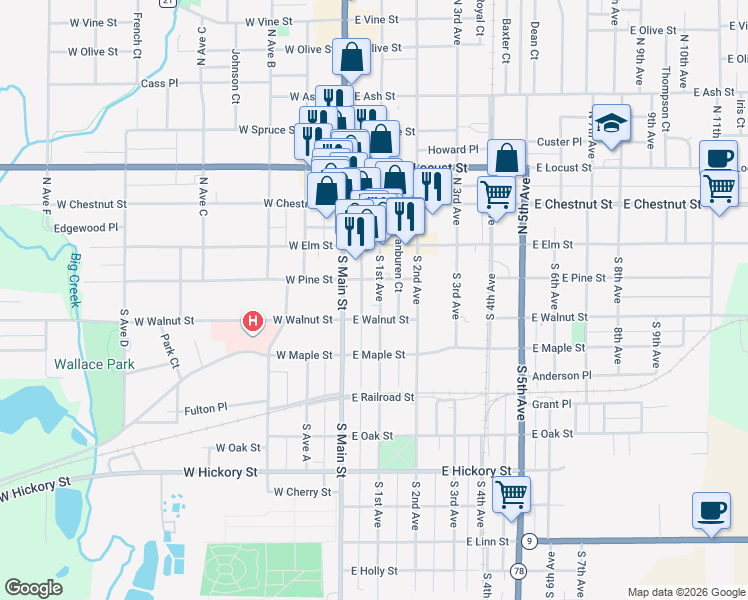 map of restaurants, bars, coffee shops, grocery stores, and more near 141 White Court in Canton