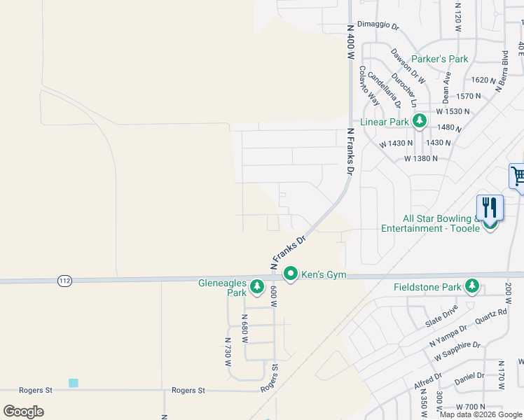 map of restaurants, bars, coffee shops, grocery stores, and more near 654 West Caroles Way in Tooele