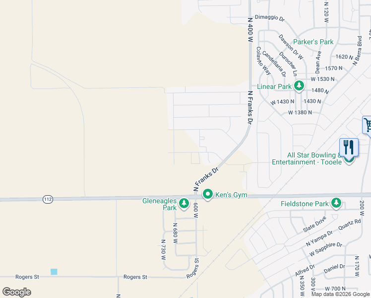 map of restaurants, bars, coffee shops, grocery stores, and more near 654 West Caroles Way in Tooele