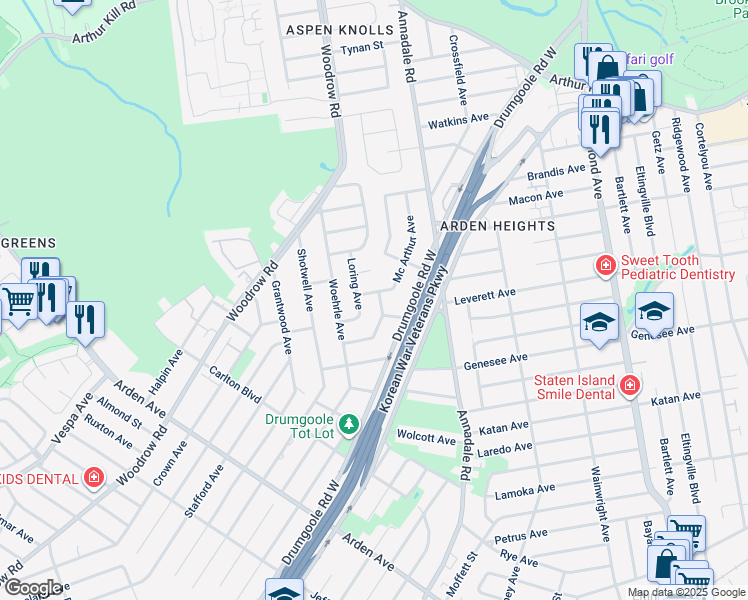 map of restaurants, bars, coffee shops, grocery stores, and more near 63 Loring Avenue in Staten Island