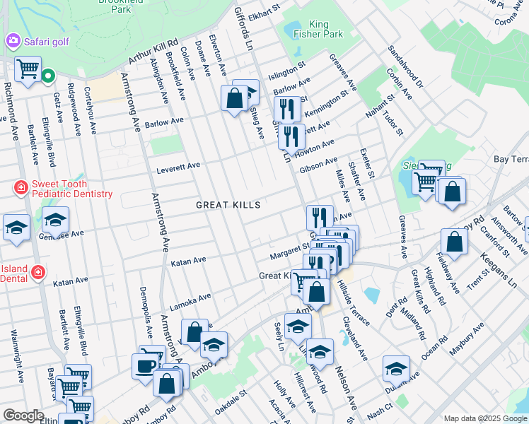 map of restaurants, bars, coffee shops, grocery stores, and more near 323 Dewey Ave in Staten Island