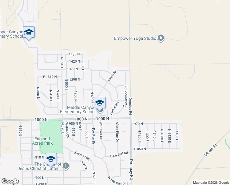 map of restaurants, bars, coffee shops, grocery stores, and more near 1195 Paulos Boulevard in Tooele