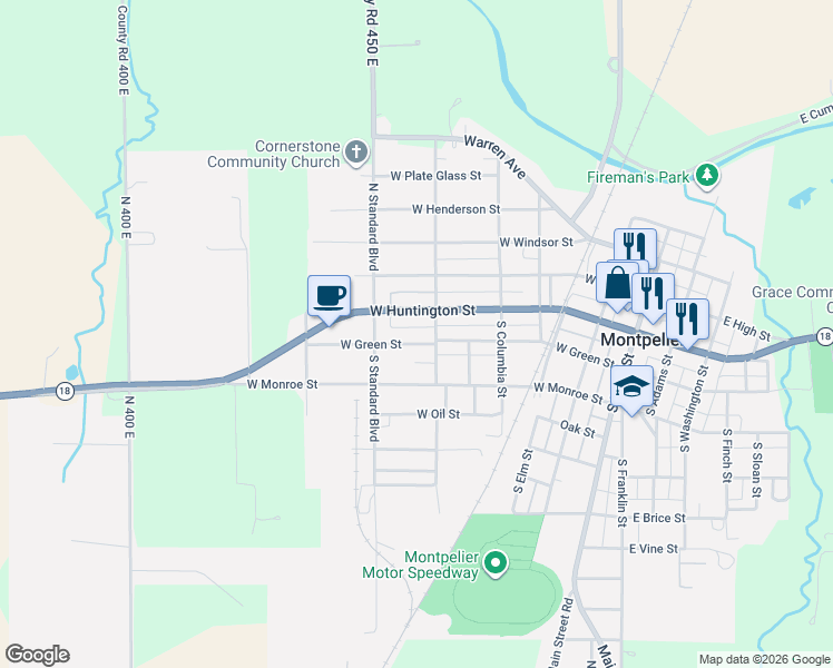 map of restaurants, bars, coffee shops, grocery stores, and more near 256-298 South Rockefeller Street in Montpelier