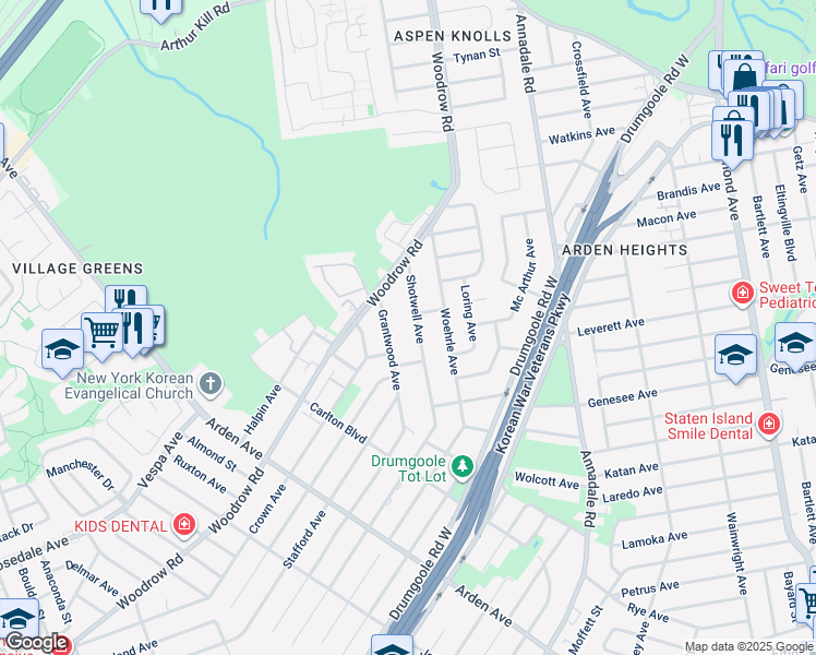 map of restaurants, bars, coffee shops, grocery stores, and more near 367 Grantwood Avenue in Staten Island