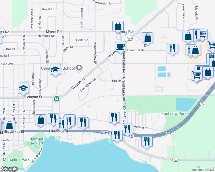 map of restaurants, bars, coffee shops, grocery stores, and more near 808 Pro Drive in Celina