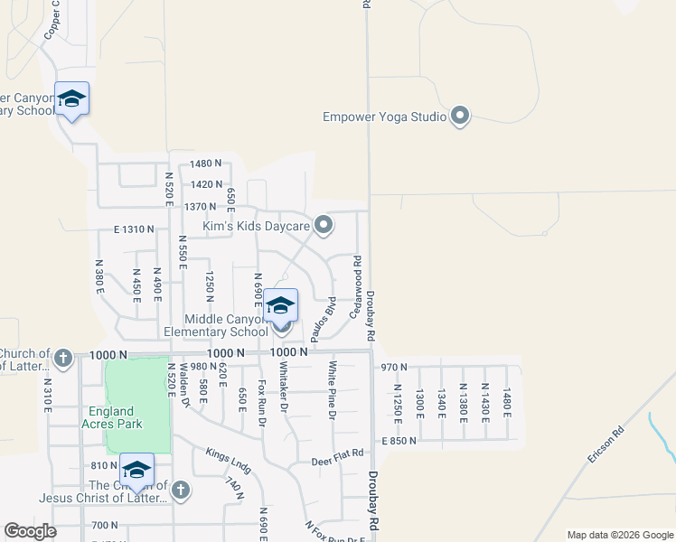 map of restaurants, bars, coffee shops, grocery stores, and more near 1195 Paulos Boulevard in Tooele