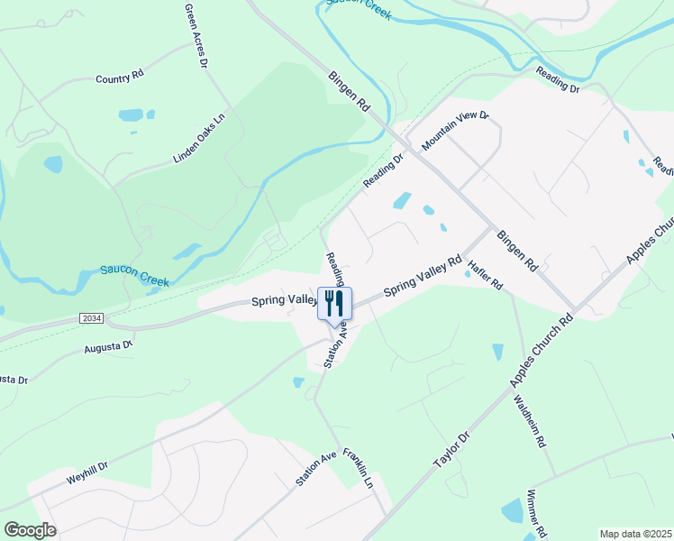map of restaurants, bars, coffee shops, grocery stores, and more near Reading Road in Northampton County